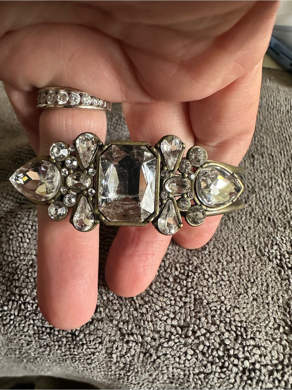 Vintage-Inspired Clear Crystal Cuff Bracelet - Statement Sparkle